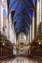 Main nave with choir stalls, Dominican Basilica, 1222, Krakow, Poland
