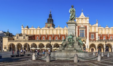 Rynek with Cloth Hall and Adam Mickiewicz Fountain, from 13th century, Main Market Square, landmark