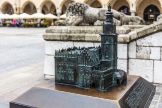 Model, town hall tower on Rynek, rest of the town hall built in the 13th century, Rynek with cloth