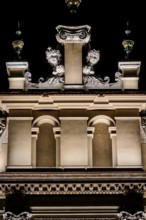 Night view of Rynek with Cloth Hall, from 13th century, Main Market Square, city landmark, Krakow,
