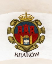City coat of arms of Krakow, Rynek with Cloth Hall, from 13th century, Main Market Square, landmark