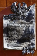 Memorial plaque for the members of the national government during the January Uprising of 1864, who