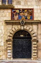 Entrance portal with coat of arms, Collegium Maius oldest building of the Jagellonian University,