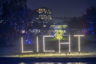 Park lights, events in winter, in the Grugapark in Essen, many different light installations,