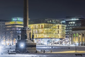 Winter in Stuttgart. It snowed overnight and the city is wintry white early in the morning. Palace