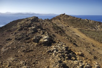 View of the sea and the neighboring island of Fuerteventura, Playa Blanca Lanzarote, from the