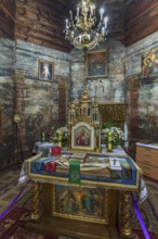 Altar of the historic wooden Trinity Church, Zhovkva city, Ukraine