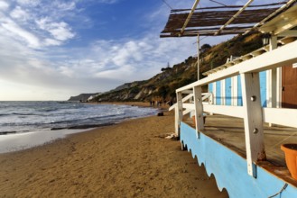 Beach house, Lido Scala dei Turchi, Realmonte, Agrigento, Sicily, South Coast, Mediterranean Sea,