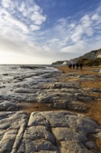 Walkers on the beach, Lido Scala dei Turchi, Realmonte, Agrigento, Sicily, south coast,