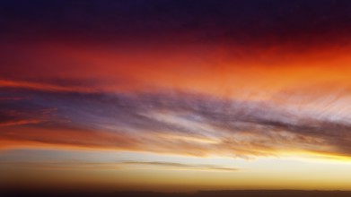 Sunset, colorful evening sky, cloudy sky, Realmonte, Agrigento, Sicily, south coast, Mediterranean