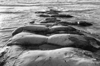 Rocky coast, Lido Scala dei Turchi, monochrome, Realmonte, Agrigento, Sicily, south coast,
