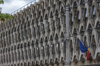 Modern façade, Cluj Napoca Academy Library, Cluj-Napoca, Romania