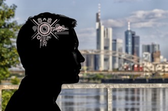 Symbol, future, building, designing, future, architect, engineer, technician, cyber robot, young