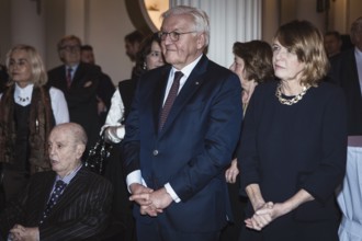 Daniel Barenboim, Frank-Walter Steinmeier and Elke Büdenbender during a speech by Kai Wegner in