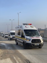 In Aleppo, Syria on January 25, 2026, a 24-vehicle humanitarian aid convoy, carrying UN relief