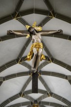 A baroque depiction of the crucifixion of Jesus on the vaulted ceiling of Radolfzell Münster,