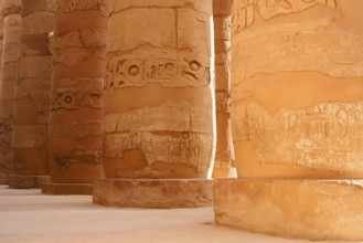 Columns with relief, Karnak Temple, Luxor, Egypt