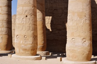 Columns with relief, Luxor Temple, Luxor, Egypt