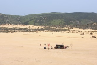 Sandy beach beach with Bordeira Beach Bar, Praia da Bordeira, Carrapateira, Parque Natural do