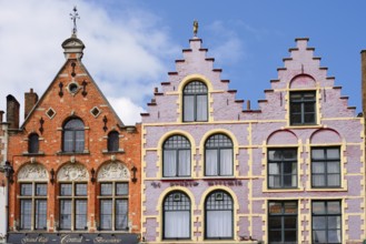 Guild houses on the Grote Markt square, Bruges, West Flanders, Flanders, Belgium