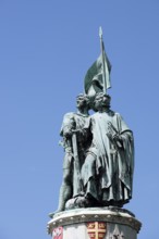 Jan Breydel and Pieter de Coninck monument, Grote Markt, Bruges, West Flanders, Flanders, Belgium