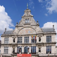 Royal Dutch Theatre, façade with wall painting, Ghent, East Flanders, Flanders, Belgium