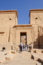 Entrance portal of Isis Temple, Philae Temple, UNESCO World Heritage Site, Agilkia Island, Aswan,
