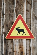 Elk warning sign, Sweden, Scandinavia
