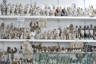 Alabaster sculptures and figurines in a shop, Luxor, Egypt