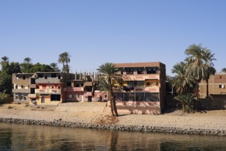 Houses on the banks of the Nile, Egypt