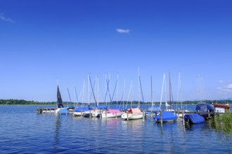 Segelclub Harras Chiemsee, Hafen am Chiemsee bei Stock, Prien, Chiemgau, Upper Bavaria, Bavaria,