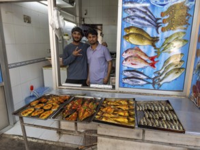 Ready fried fish is available for sale, Salalah, Oman