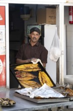 Ready fried fish is available for sale, Salalah, Oman