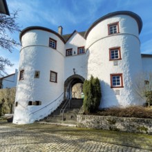 View of Osttor with staircase passage into preserved inhabited bailey of medieval hilltop castle