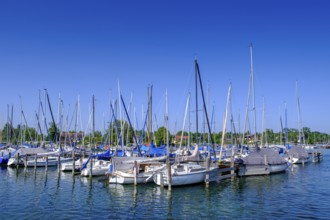 Harbour, Yachthafen, Seebruck am Chiemsee, Chiemgau, Upper Bavaria, Bavaria, Germany