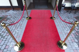Red carpet in front of a 4 star hotel, Chernowicz, Ukraine