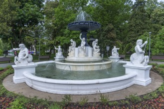 Parcul Central fountain in Cluj-Napoca Park, Transylvania, Romania