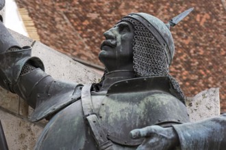Figure at the Corvinius monument, detail, Cluj-Napoca, Romania