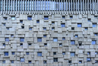 Modern abstract façade, Romtelecom Telephone Palace, Cluj-Napoca, Transylvania, Romania