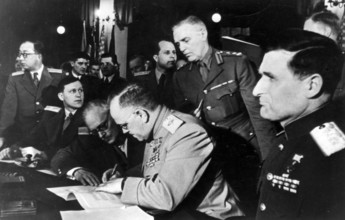 Signing of the unconditional surrender of the fascist German Wehrmacht on May 8, 1945 in Berlin -
