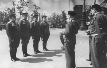 Montgomery, Commander-in-Chief of the British Armed Forces and Marshal Zhukov meet with a