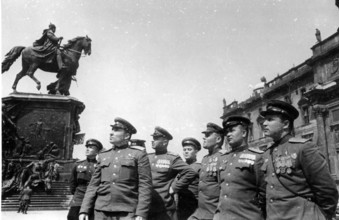 Soviet soldiers look at Berlin, June 1945