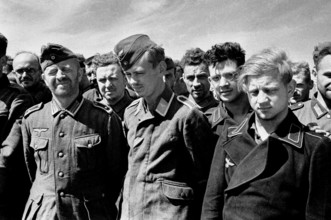 German prisoners of war, location unknown, presumably May 1945