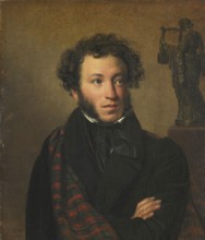 Alexander Pushkin (1799-1837), painting by Orest Kiprensky from 1827, Russian writer, historical