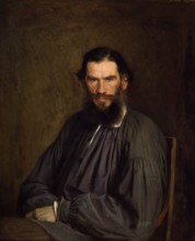 Leo Tolstoy (1828-1910), Russian writer, portrait of Ivan Kramskoi, 1873, historical, Russia. His