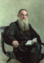 Leo Tolstoy (1828-1910), Russian writer, painting by Ilya Yefimovich Repin, 1887, historical His