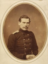 Leo Tolstoy (1828-1910) in uniform, military, Russian writer, portrait from 1856, historical His