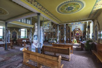 Altar of the former German Protestant Church today Greek Catholic, Lanivka, Ukraine