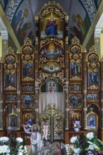 Altar of the former German Protestant Church today Greek Catholic, Lanivka, Ukraine