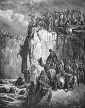 Elias kills the prophets of Baal at the stream Kishon, seizes the prophets of Baal, none of them